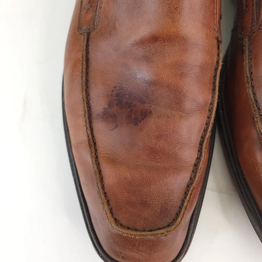 Ecco Shock Point Casual Loafers Mens ‎ EU 46 US 12 Brown Leather Shoes